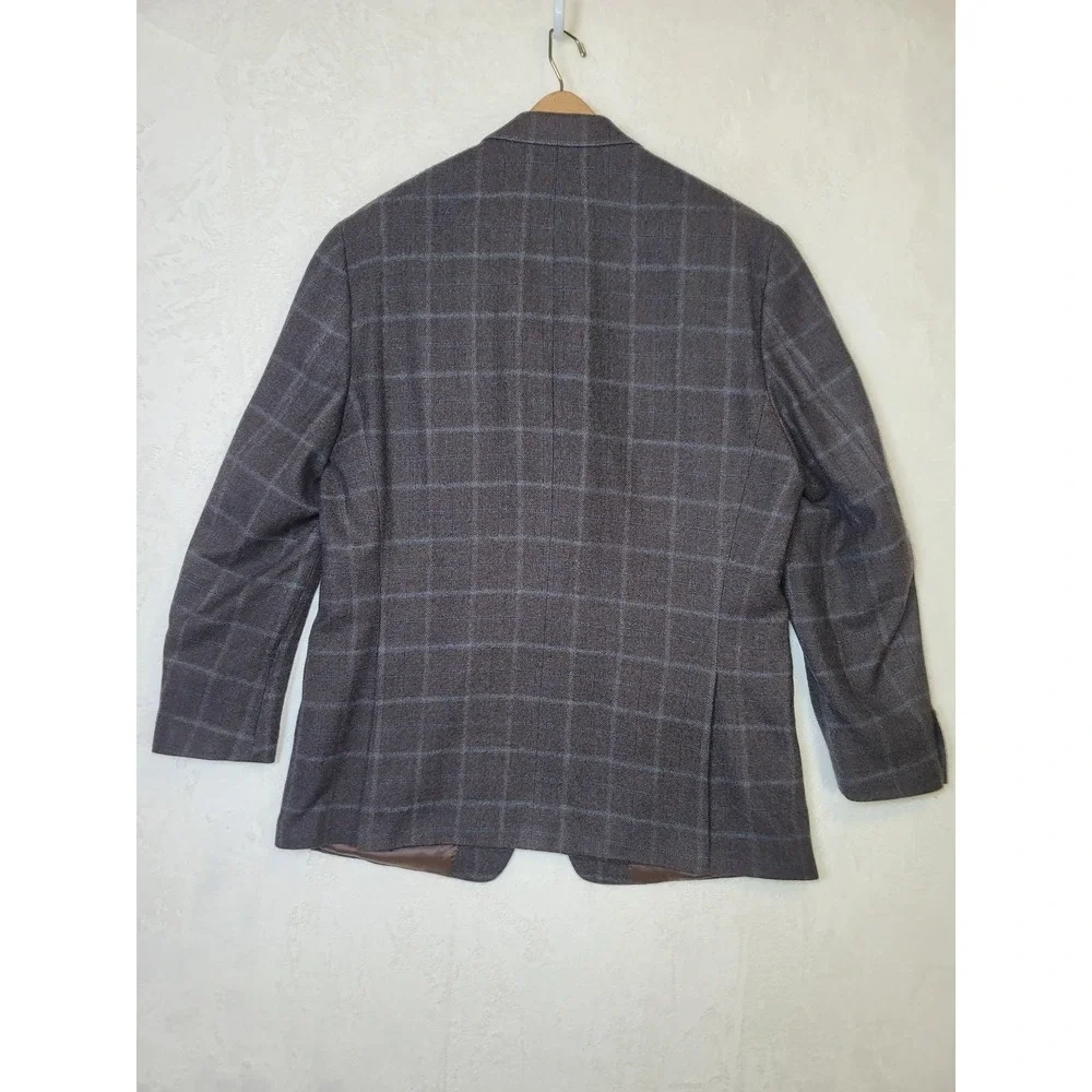 Vintage Lauren Ralph Lauren Windowpane Check Blazer‎ Wool Dark Academia Size 46L